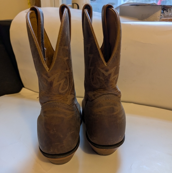 Boulet Brown Leather Cowboy Boots Size 9.5 In VGUC - Picture 11 of 14